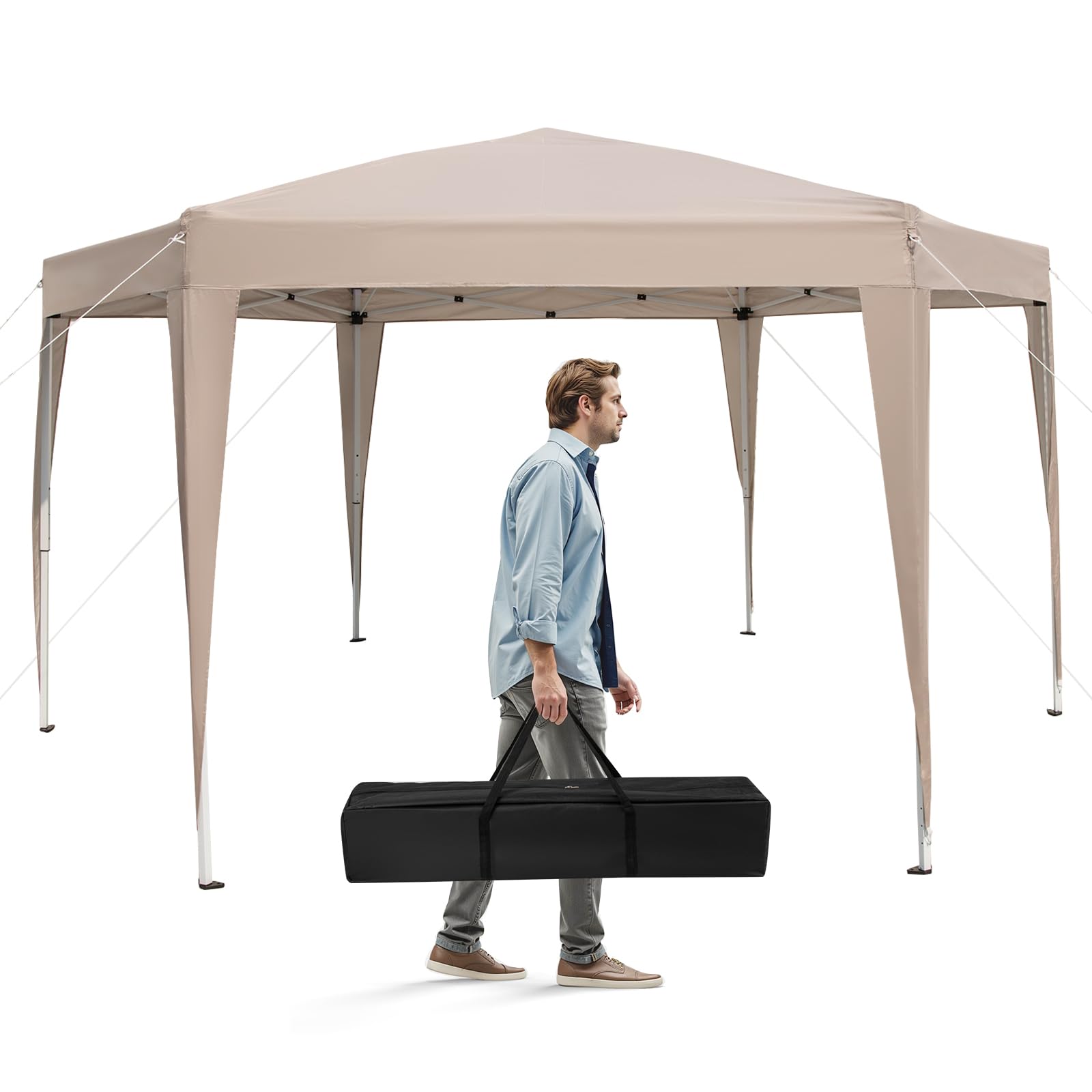 Tangkula 13x11.5 FT Hexagonal Pop Up Canopy